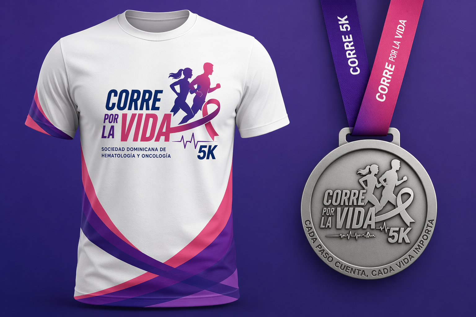Camiseta y medalla Corre por la Vida 5K
